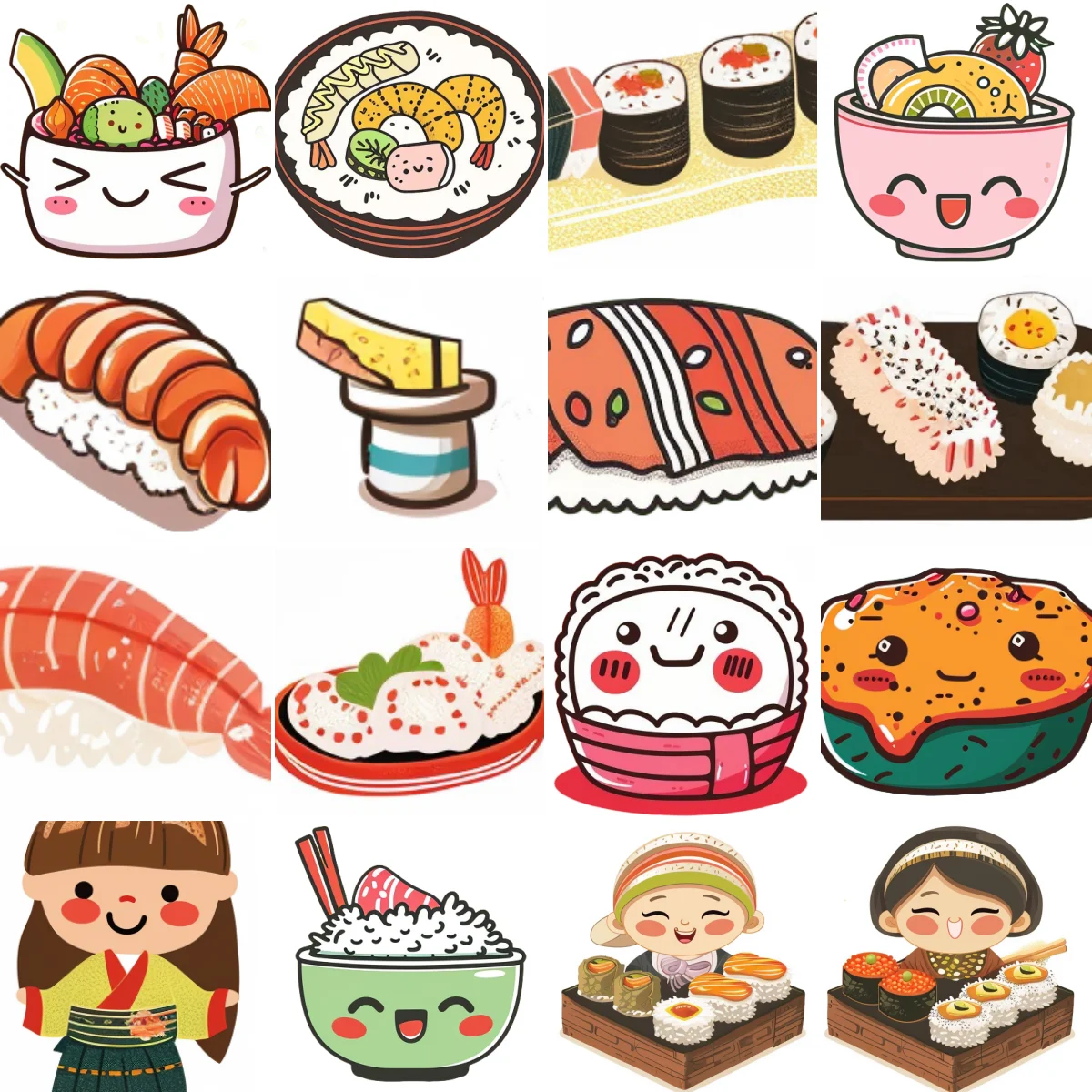 55pcs/bag Japanese Food Sticker DIY Handbook Scrapbook Photo Frame Envelope Phone Case Decor Guitar Car Graffiti Stickers