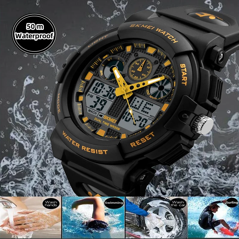 2017 New SKMEI Men Sports Watches Dual Display Digital Quartz Watch Men Waterproof Casual Outdoor Electronic Wrist Watches