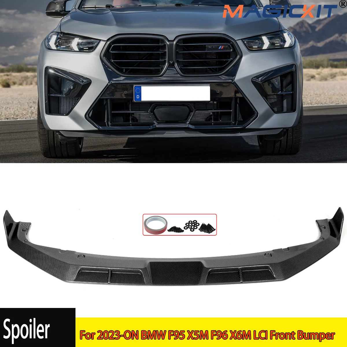 For 2023-ON BMW F95 X5M F96 X6M LCI Front Bumper Splitter Spoiler Carbon Style