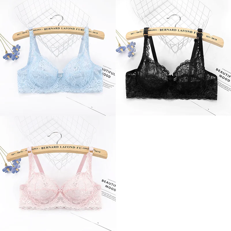 3PC Women's Sexy Lace Bras Push Up Bralette Set