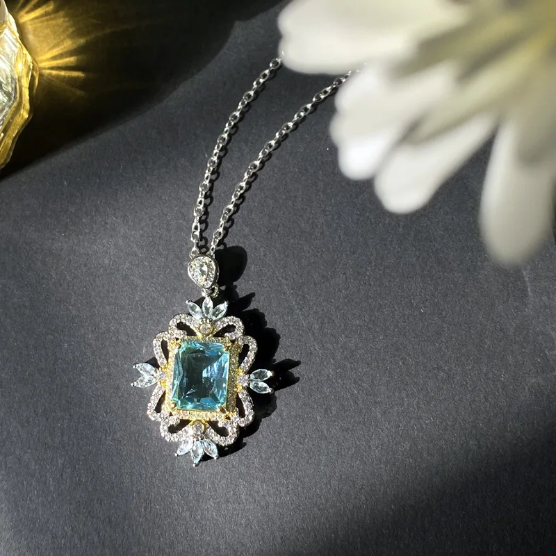 

MDLFES Moiss1n Diamond Style Европа и Америка Средневековые ювелирные изделия Ожерелье из искусственного топаза Женская мода с покрытием