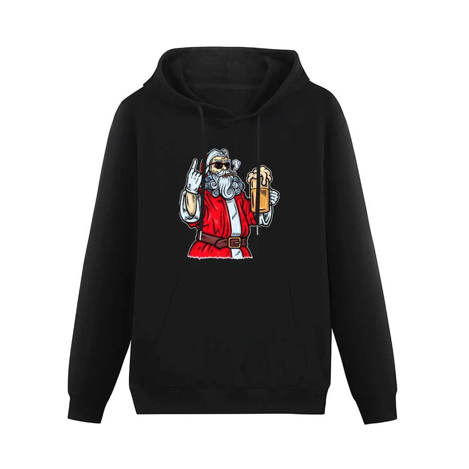 Bad Santa Claus, Rock, Beer and Cigar Pullover Hoodie men's clothing autumn clothes hoodie