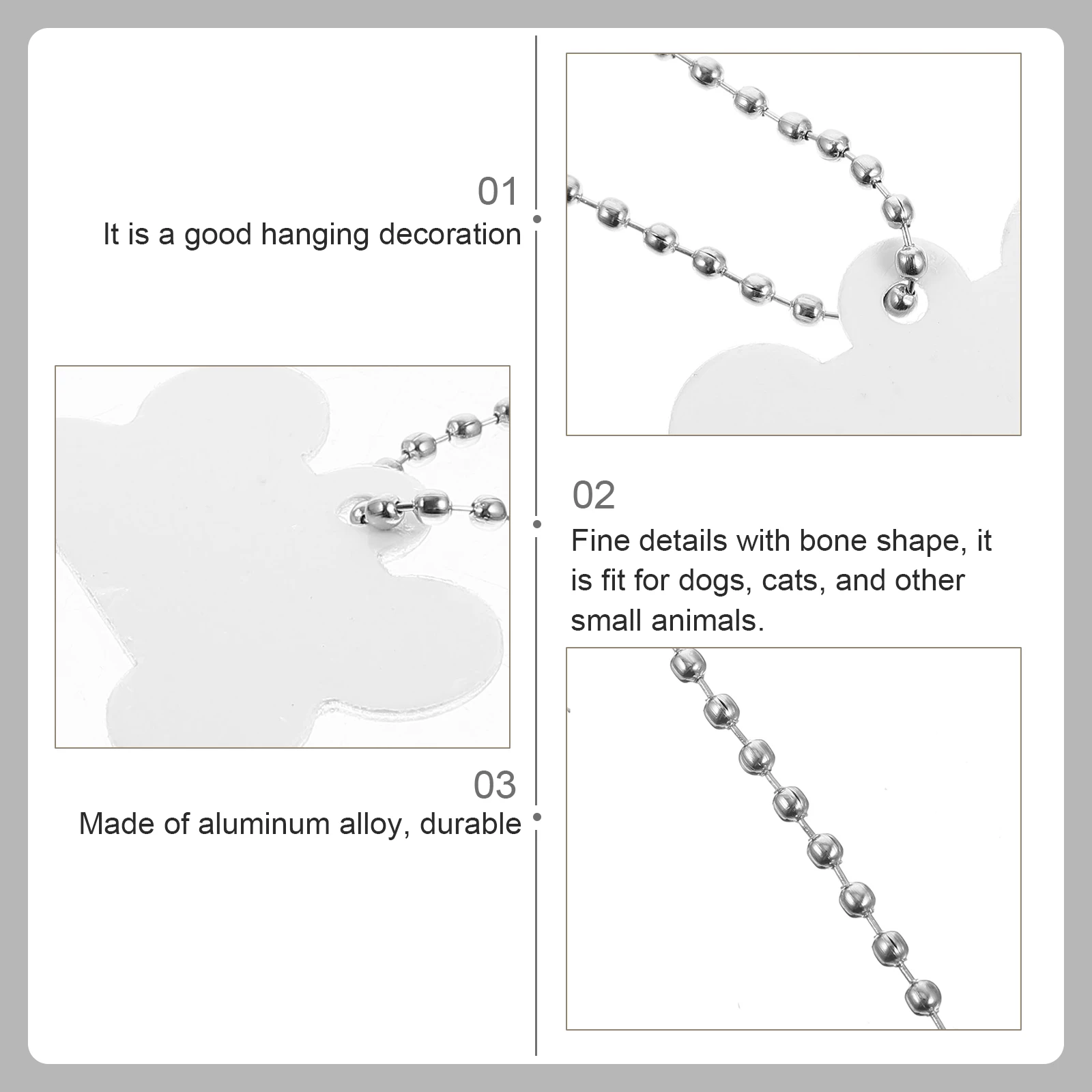 

20pcs Dog Tag Pendant Pet Sublimation Id Blank Tags Aluminum Alloy Key Ring Name Tag For Dogs Cats Outdoor Anti-Lost Decor