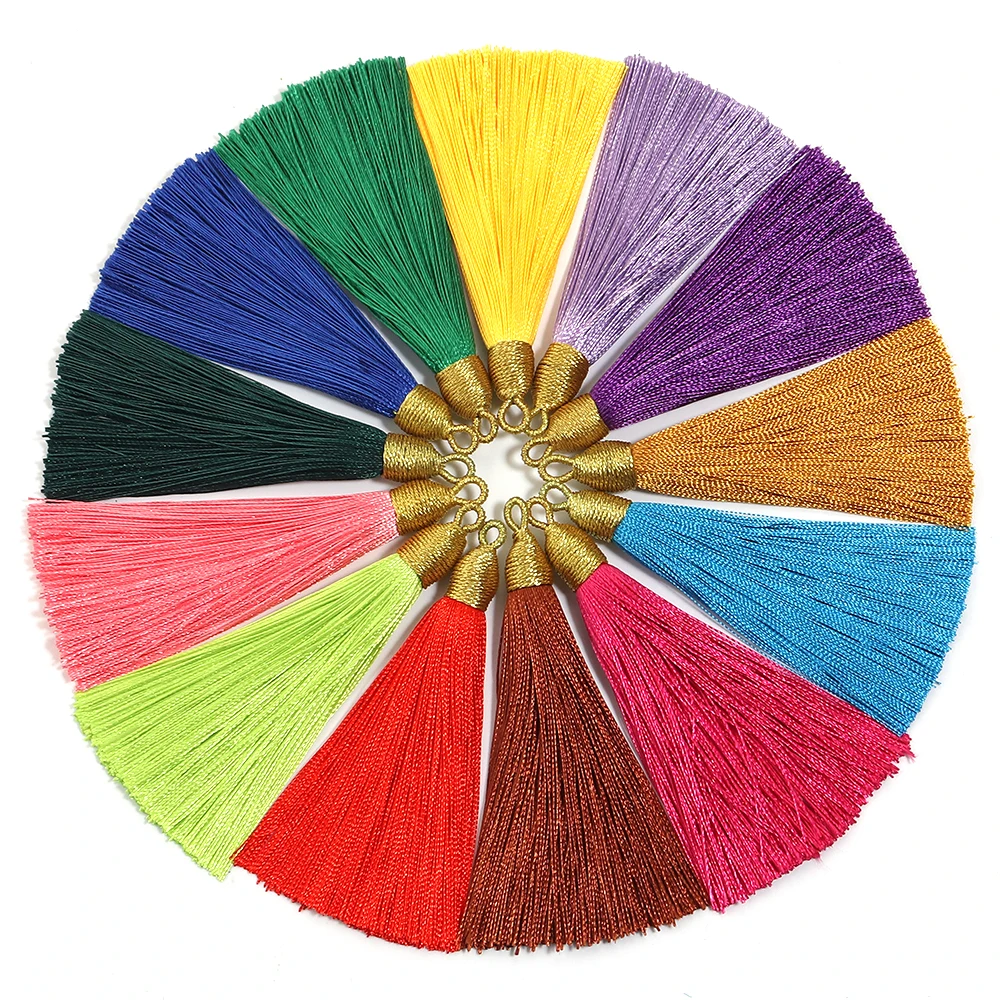 6 قطعة 85 مللي متر الحرير شرابة هامش Key بها بنفسك مفتاح سلسلة السنانير الملابس قلادة صنع المرجعية الستار الحرف تزيين المواد #5