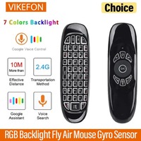 C120 RGB Backlight Fly Air Mouse Gyro Sensor Plug And Play Wireless 2.4G RF Keyboard Remote Control For Android Smart TV Box