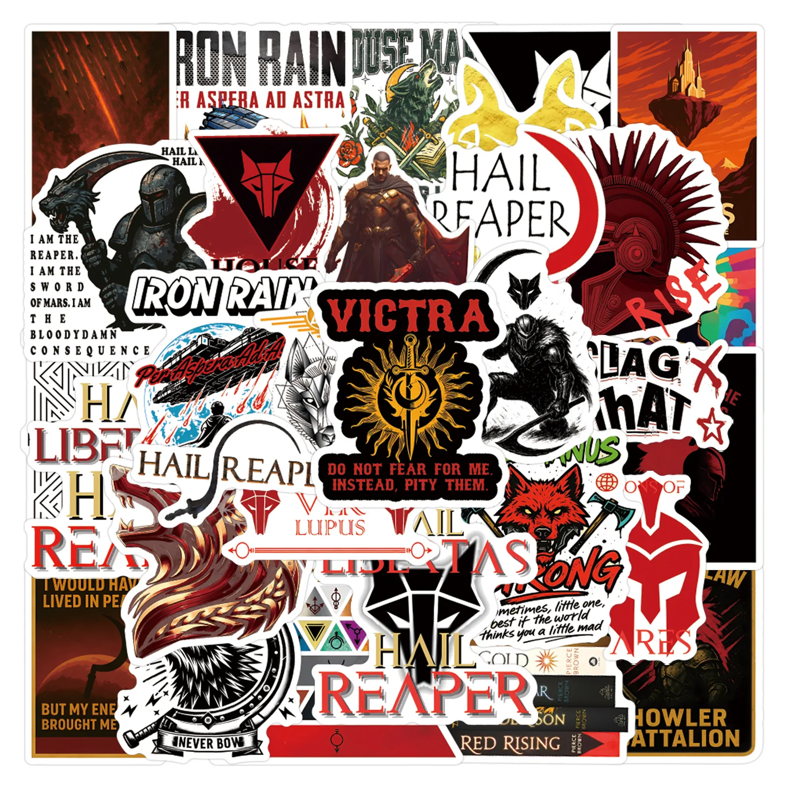 50/100PCS Funny Red Rising Cartoon Stickers Science Fiction Graffiti Decoration DIY Toys Laptop Guitar Car Bike Skateboard Decal