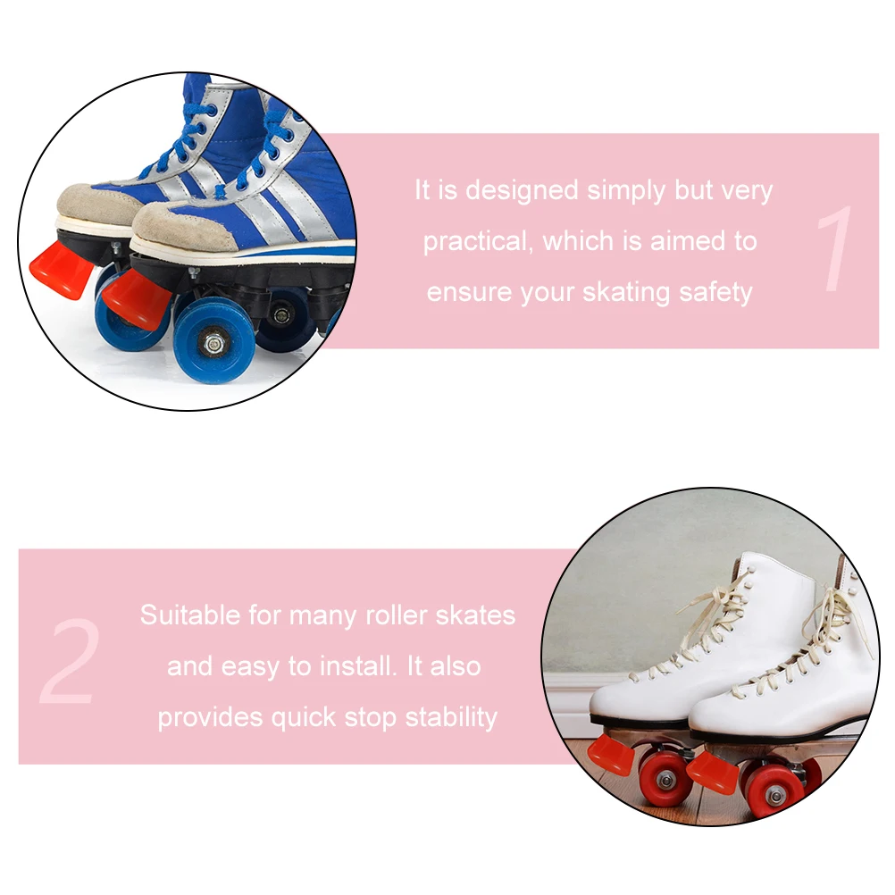 

1 set 1 Set Pu Roller Skates Toe Stopper Block Adjustable Height Stability Lightweight Wear-Resistant Skates Brake Cushion