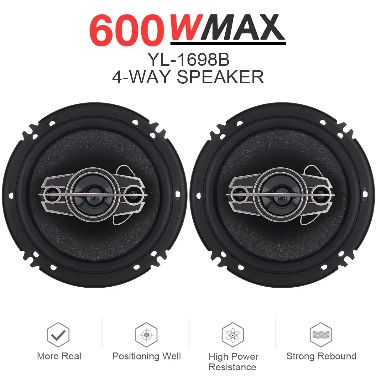 1 Pair 6" Car Speaker 12V 600 w Universal Car Coaxial Auto Car Music Stereo Hifi Speakers Full Range Frequency Easy Installation