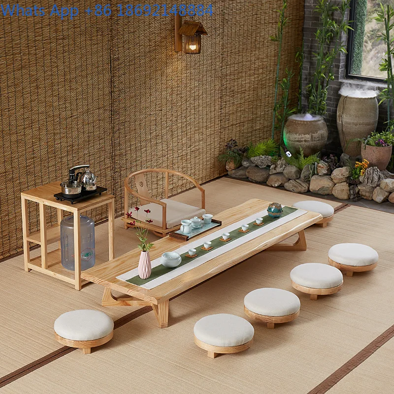 Solid Wood Tea Table Homestay Zen Style Low Table Japanese Tatami Tea Table and Chair