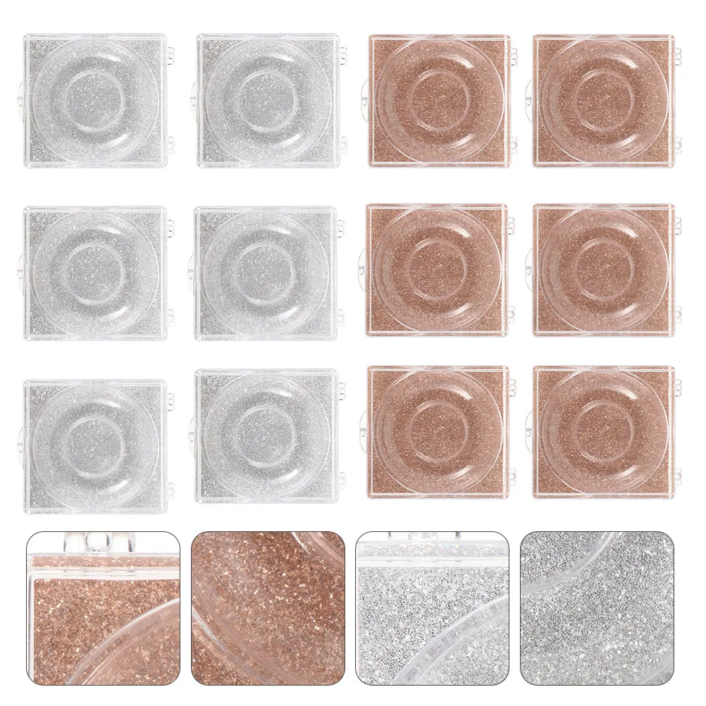 

Набор из 12 прозрачных коробочек для накладных ресниц с блестящим дном, лоток-органайзер для хранения ресниц для визажистов и салонов красоты