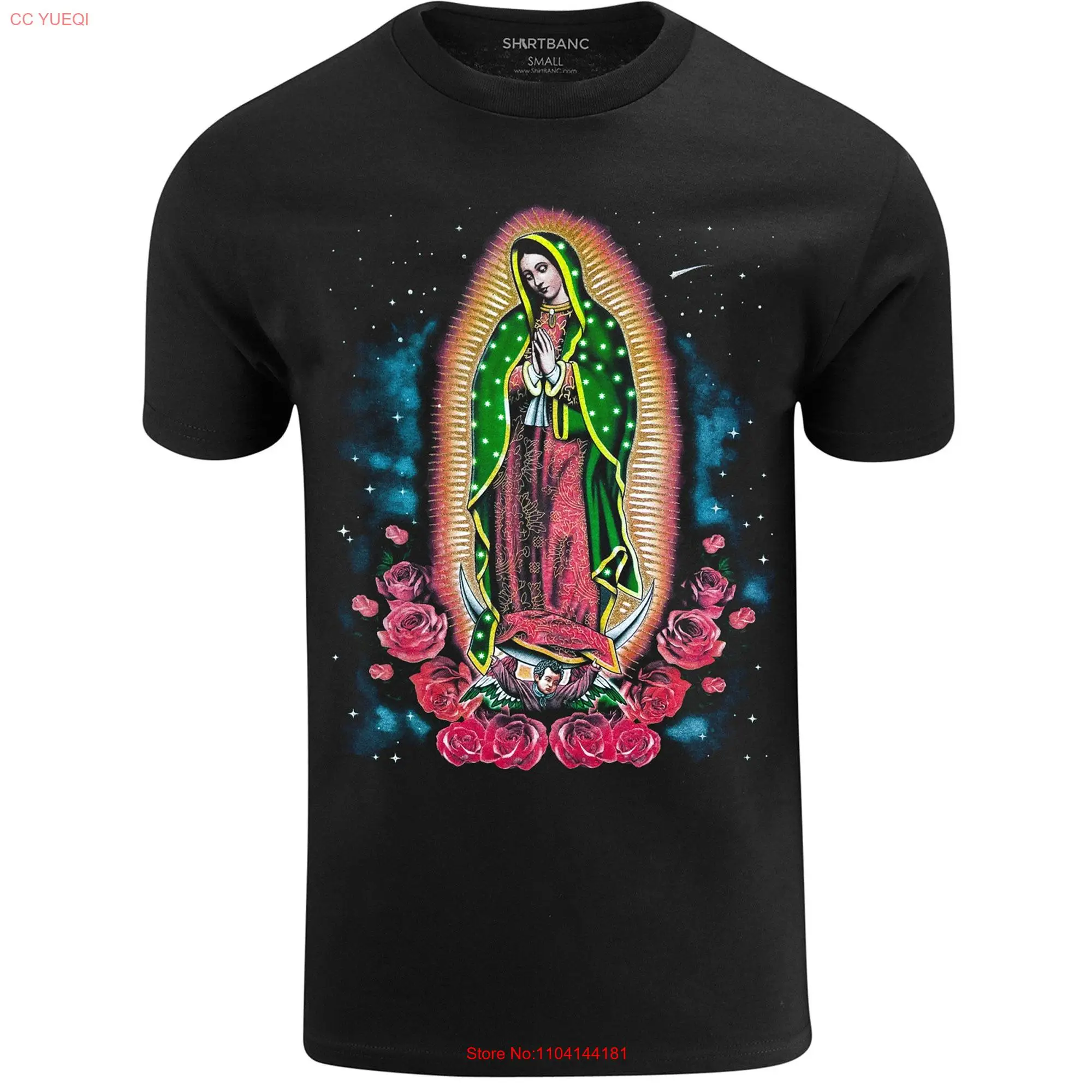 T ShirtBANC Mens Shirt Senora de Guadalupe Virgin Mary Shooting Star long or short sleeves