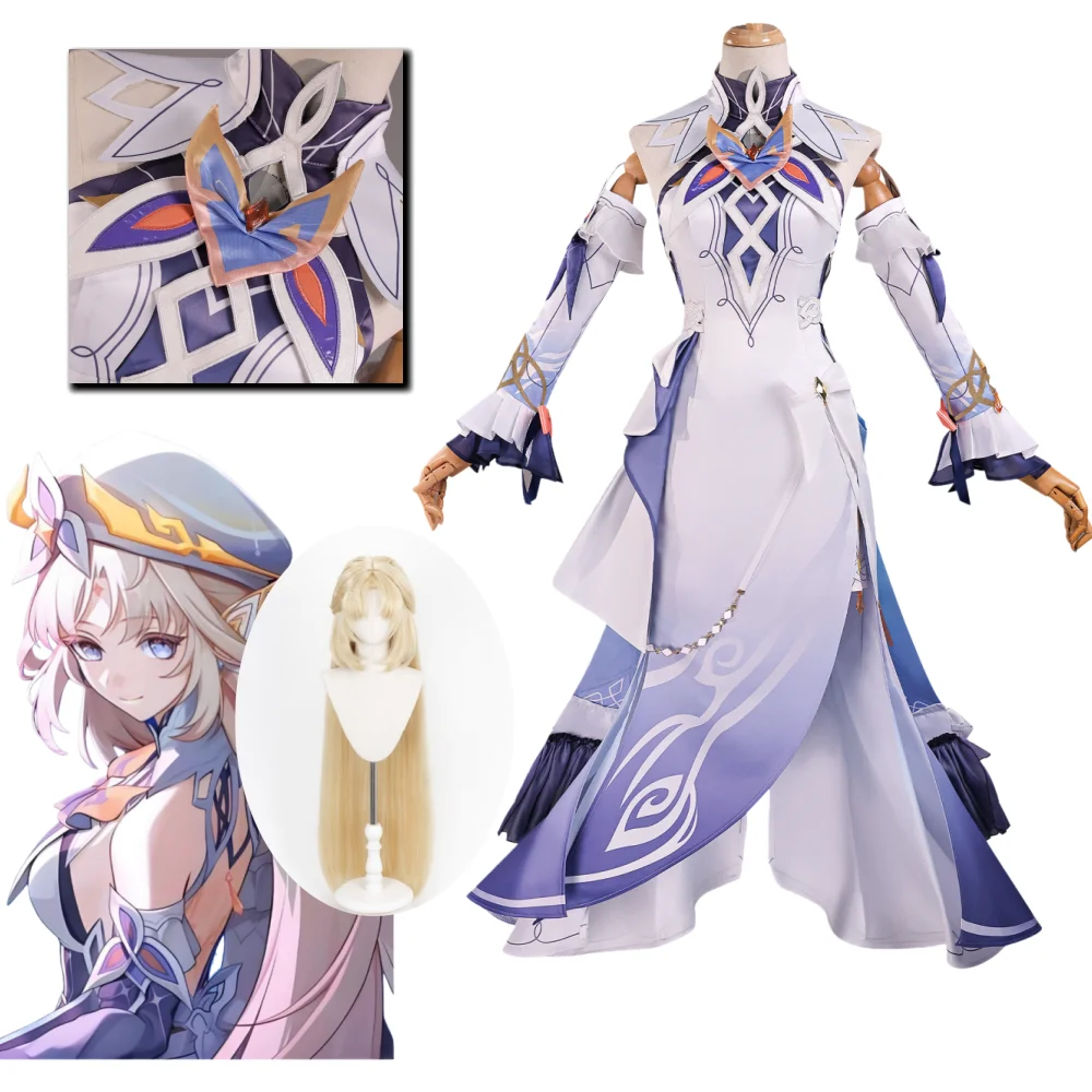 أزياء نيكول رين التأثيرية جينشين زي تأثير موحد أنيمي نيكول رين أزياء تنكرية للنساء زي وشعر مستعار