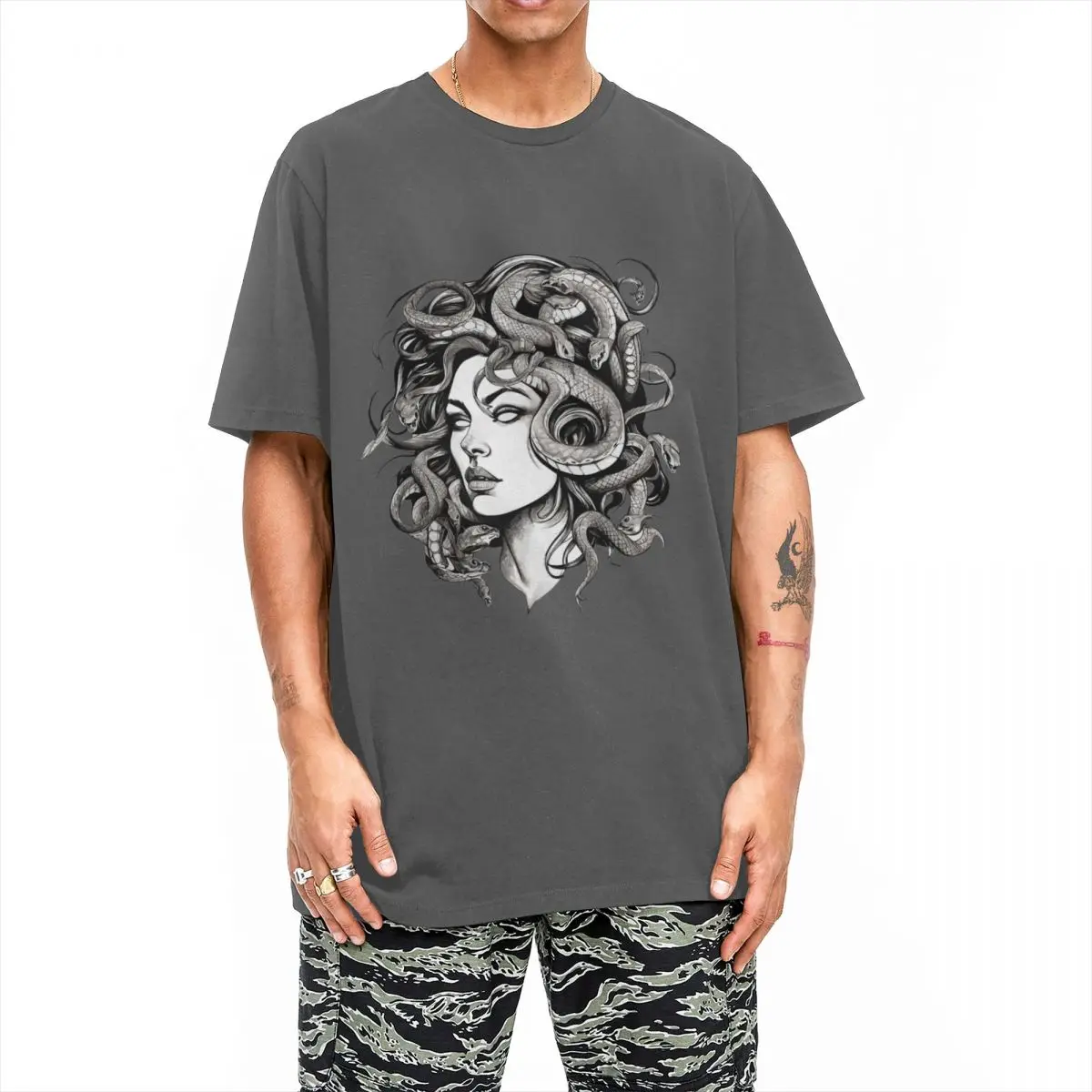 Casual Medusa Greek Goddess T Shirt For Men Women Cotton Short Sleeve O-neck Top Tee