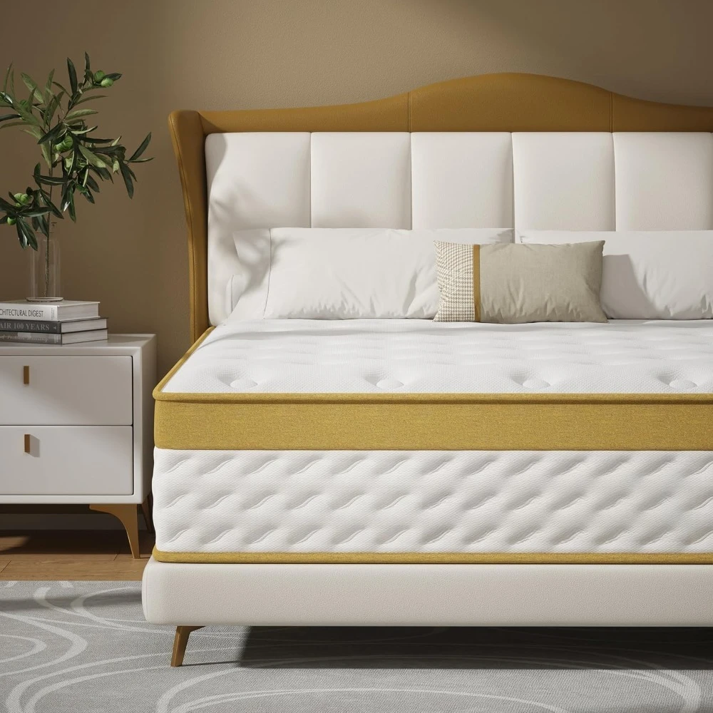 

Cooling Gel Memory Foam Hybrid Mattress, 12 Inch Queen Size Mattress In A Box With Pocket Springs For Back Pain & Pressure Relie