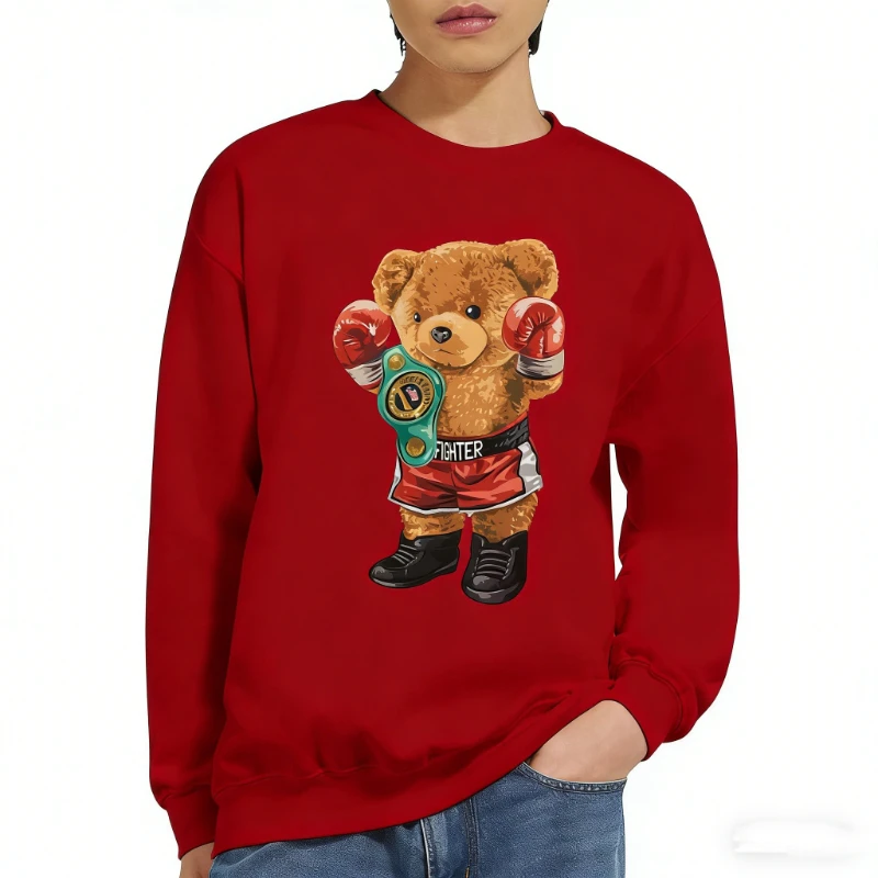 Felpe invernali con animali da boxe Orso campione del mondo Orso alla moda MMA Boxer Abbigliamento da palestra Muay Thai Felpe con cappuccio abbinate a maniche lunghe