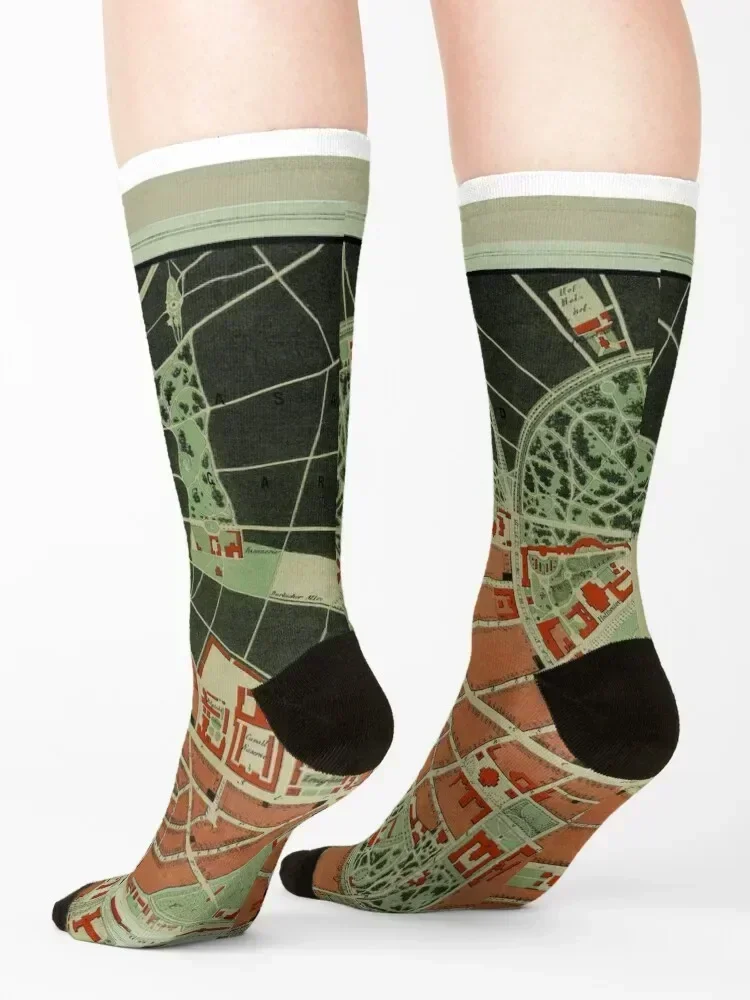 Vintage Karlsruhe Germany Map (1876) Socks custom gifts Stockings Thermal man winter Girl'S Socks Men's