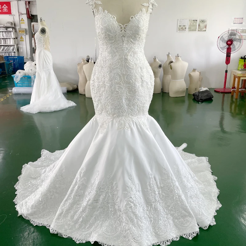 Женское атласное свадебное платье с аппликацией SS02 Vestido De Novia, классическое свадебное платье длиной до пола, 2 в 1, 2023