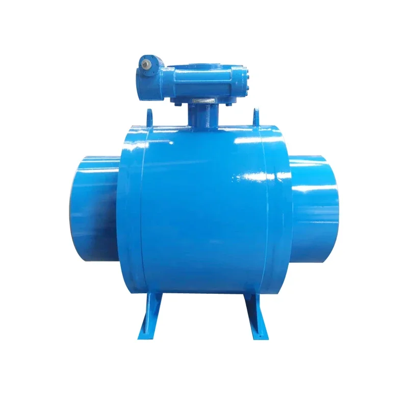 Fully welded ball valve natural gas heating worm gear fixed ball valve for sale