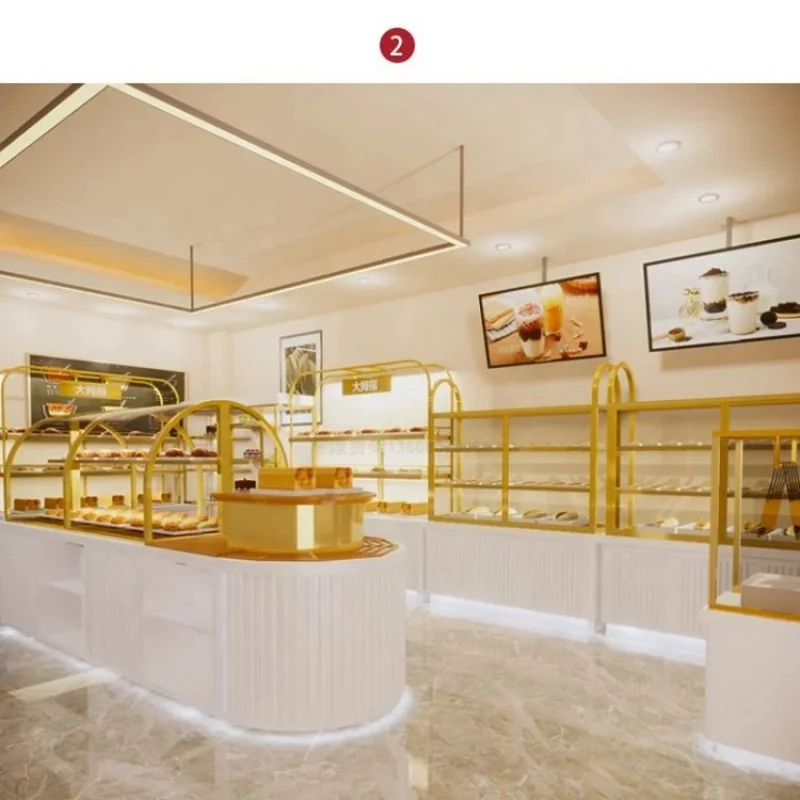 custom.Custom Design Bakery Display Cabinet Bread Showcase Cafe Store Counter Shop Furniture Display Racks view 2