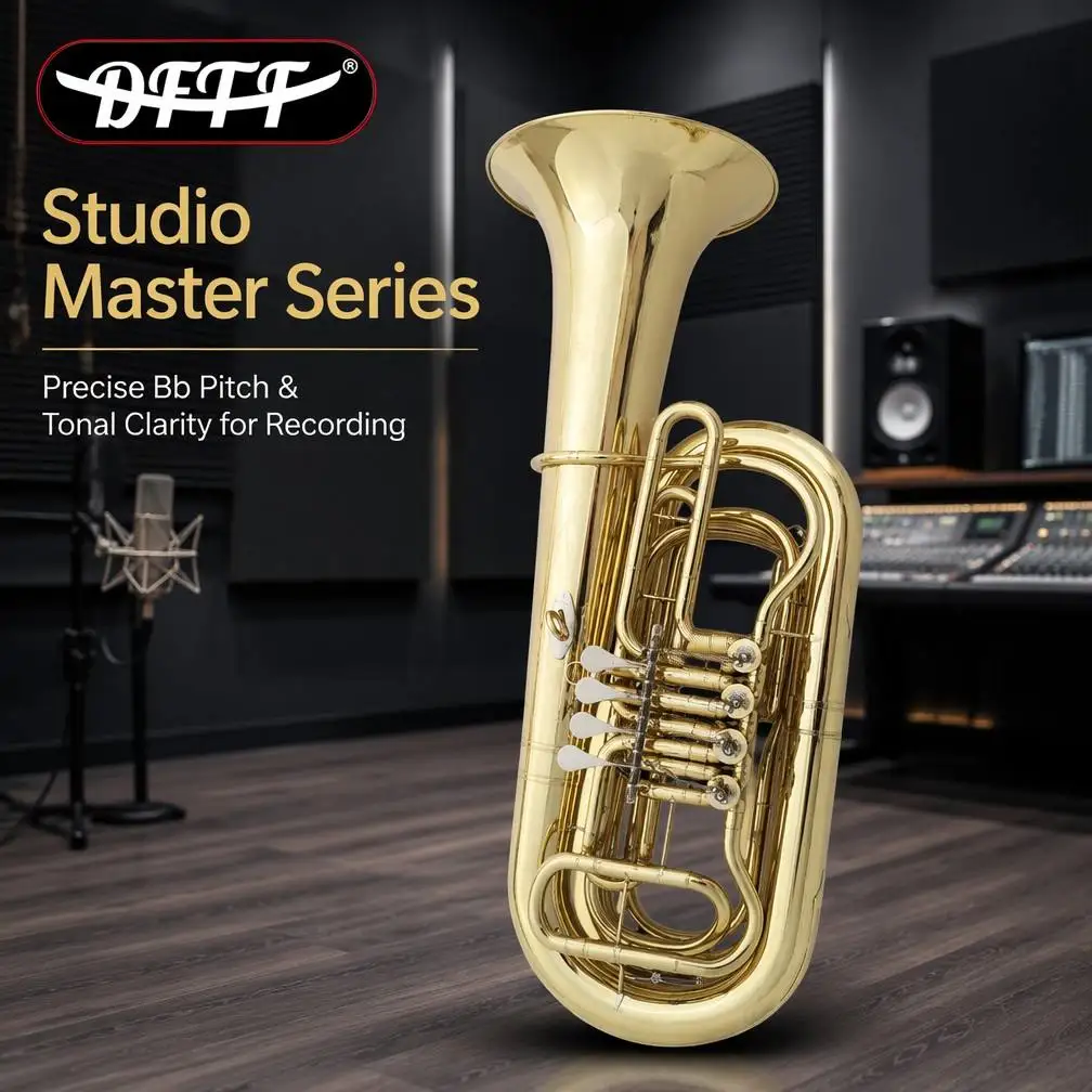 OEM&ODM Factory Wholesale Large Size Bb Tuba Yellow Brass Instrument High Quality Professional Lacquer Finish Includes Cleaning