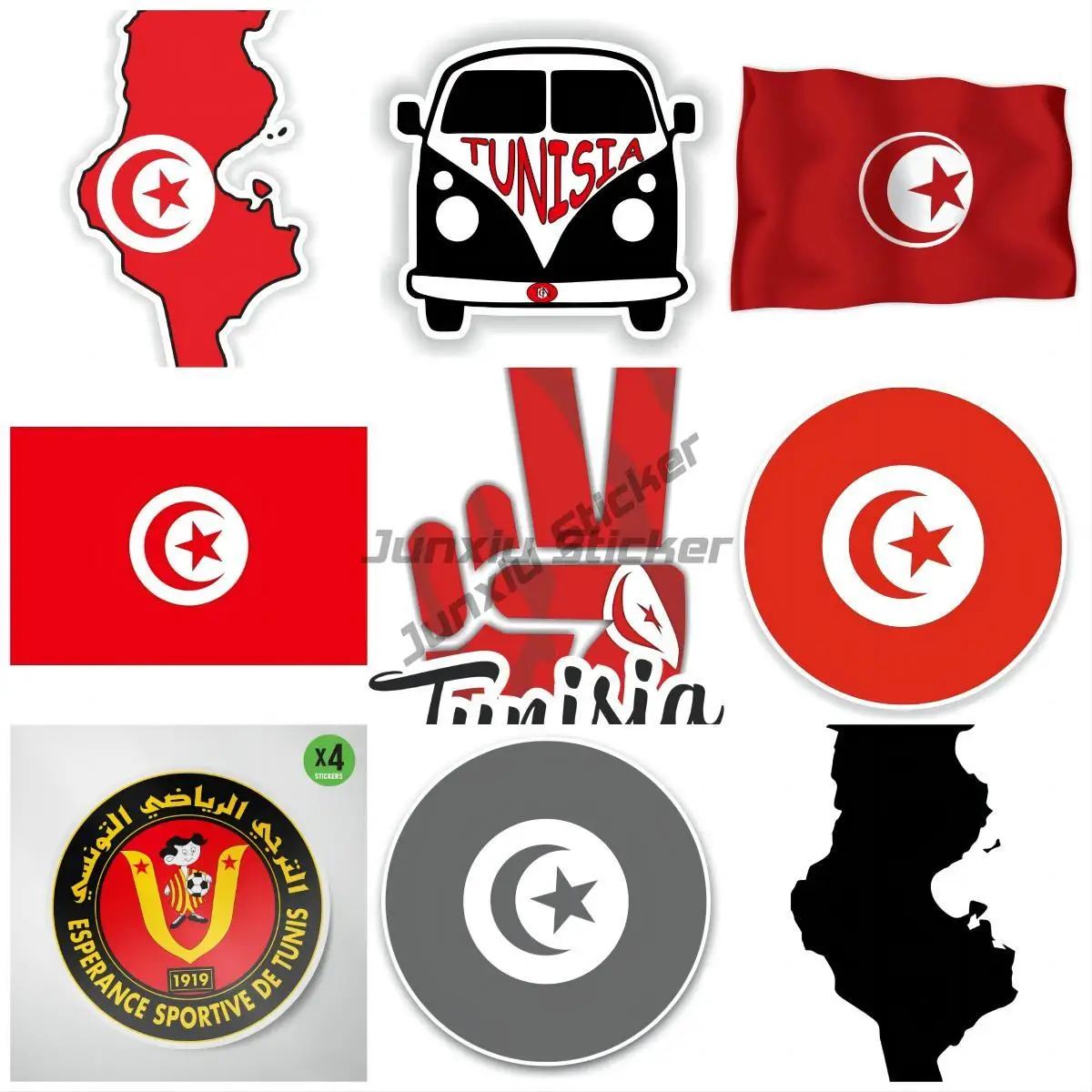 

Gift Sticker : Tunisia Flag Tunisian Expat Country Bumper Window Phone Trunk Guitar Cover scratches Exterior Decor