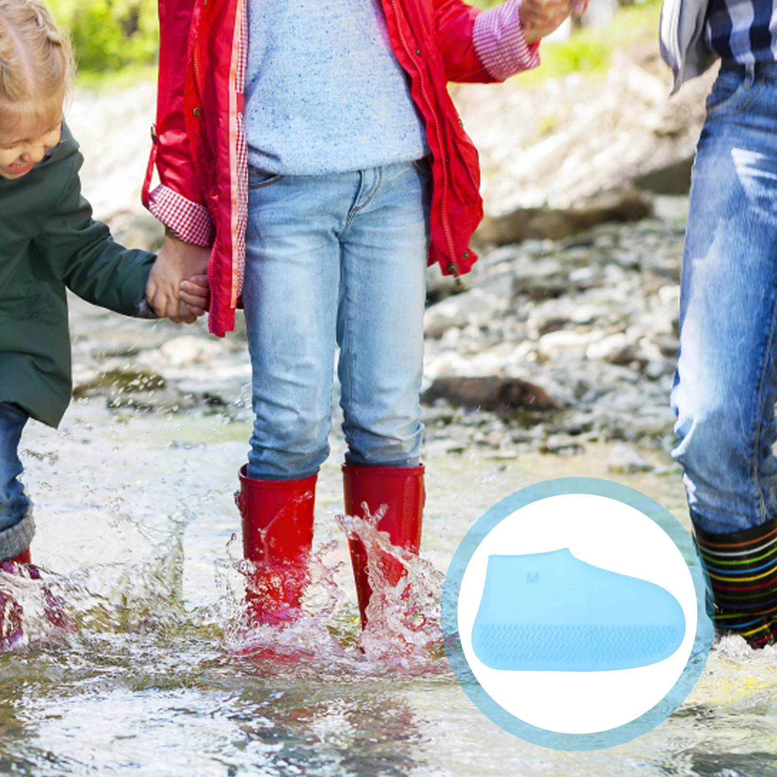 

1Pair Waterproof Shoe Covers Reusable Washable Silicone Shoe Sleeves Mud Rain Snow Protection Outdoor Activities Gear M Blue