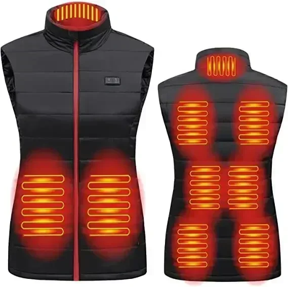 Femmes 9 Zones gilet chauffant vestes chauffantes électriques femmes vêtements de sport manteau chauffant graphène manteau chauffant USB veste chauffante pour le Camping