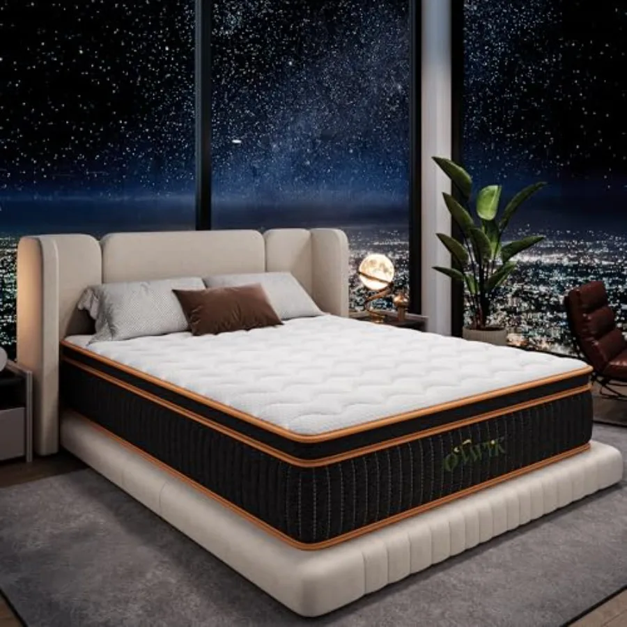 Colchón Queen Colchón híbrido de 10 pulgadas Cama tamaño Queen en una caja Espuma viscoelástica y resortes de bolsillo individuales Soporte de borde Movimiento es