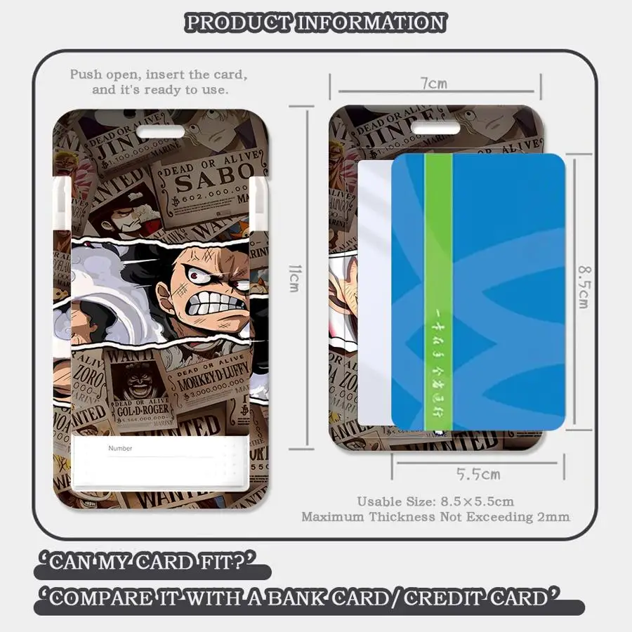 1Pc Card Holder Retractable Credit Card Holders Holders Child Bus with lanyard Bank ID Badge Cover Case One Piece Cool Comic