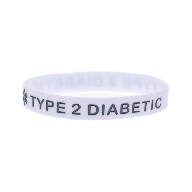 50 Stück Medizinisches Silikonarmband für Typ-2-Diabetiker, Gummiarmreif, Gesundheitsbewusstseinsarmband, Erwachsenengröße, 7 Farben – Detail 4