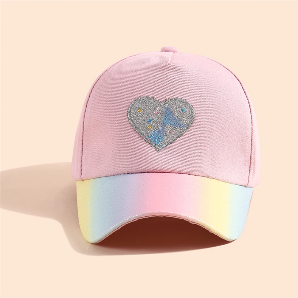 Child Love Heart Baseball Caps Embroidery Visor Hats Casual Baby Sun Hat Versatile Snapback Cap For Kids 3-10 Years