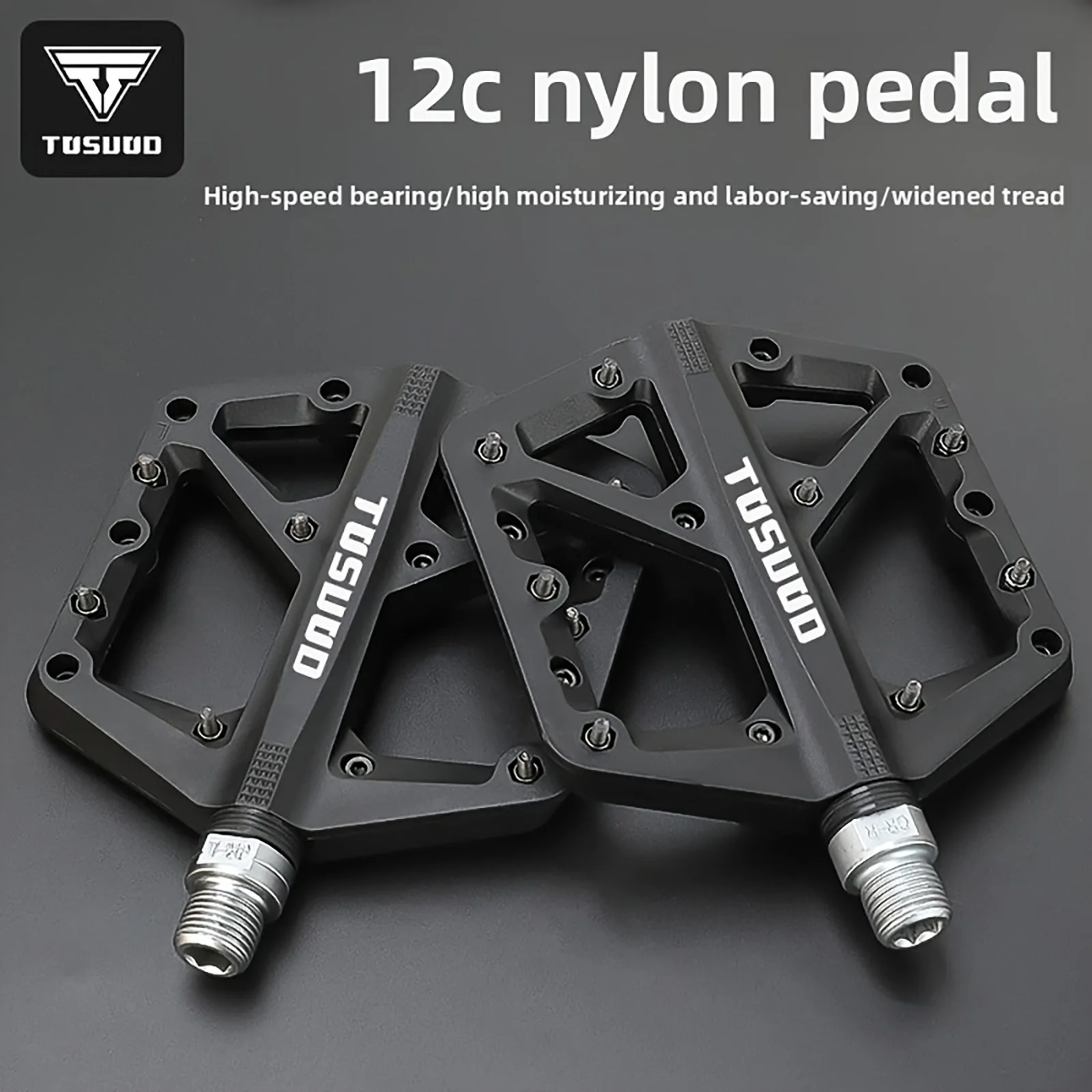 

TOSUOD 10.6cm Wide Nylon Bike Pedals with Sealed Bearings, Non-Slip Mountain Bike Pedals with Chromoly Spindle for MTB Road Bicy