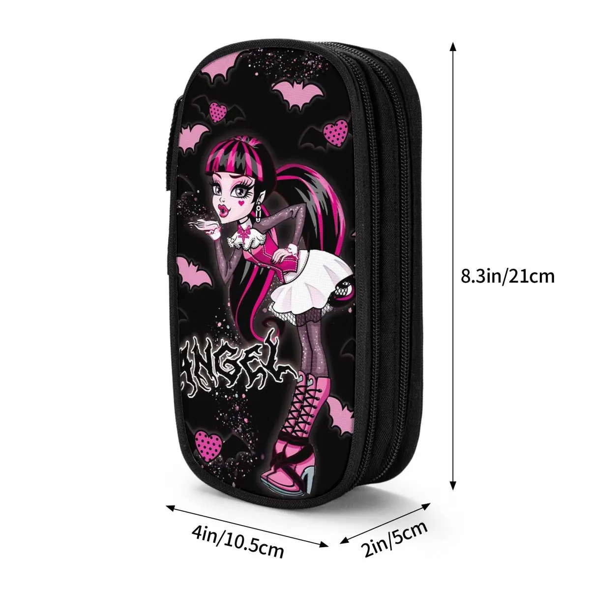 Imagem -03 - Estojo de Lápis Draculaura Cartoon Monster High Kids Retro Pen Box Estojos de Lápis Escolares Personalizados Presente do Organizador de Papelaria