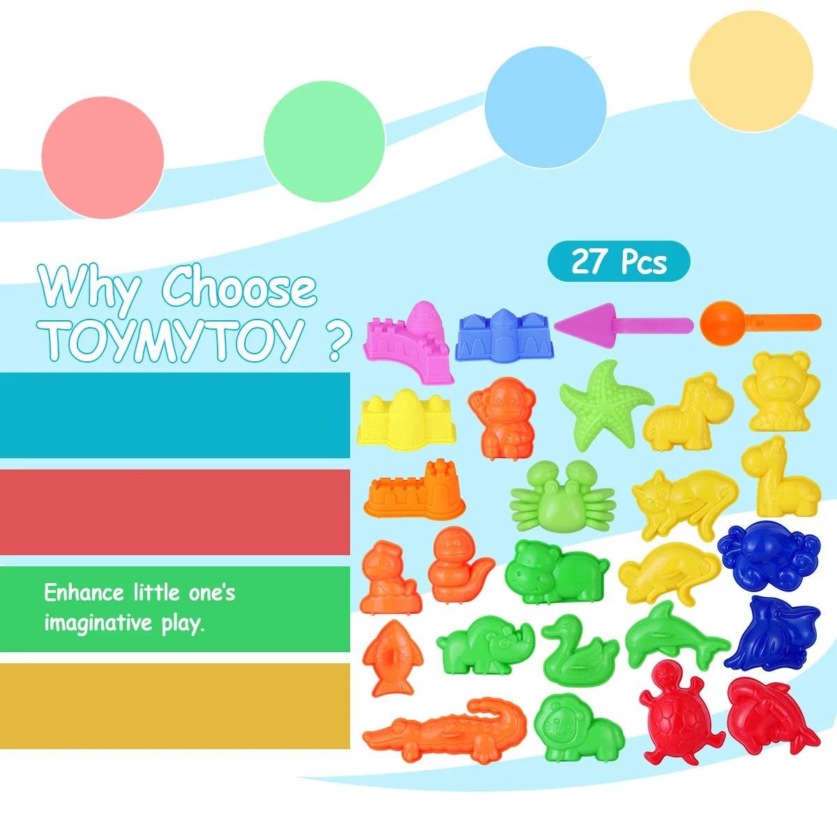 27pcs Space Molds Set Kids Brightly Colored Castle Outdoor Beach Play Building Kits Sand Set Play Sand Kit