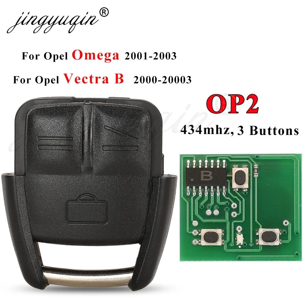 jingyuqin 3 Buttons Remote Control Car Key 434MHZ OP2 For Opel Omega 2001 2002 2003 Vectra B 2000-2003 Auto Keys Fob