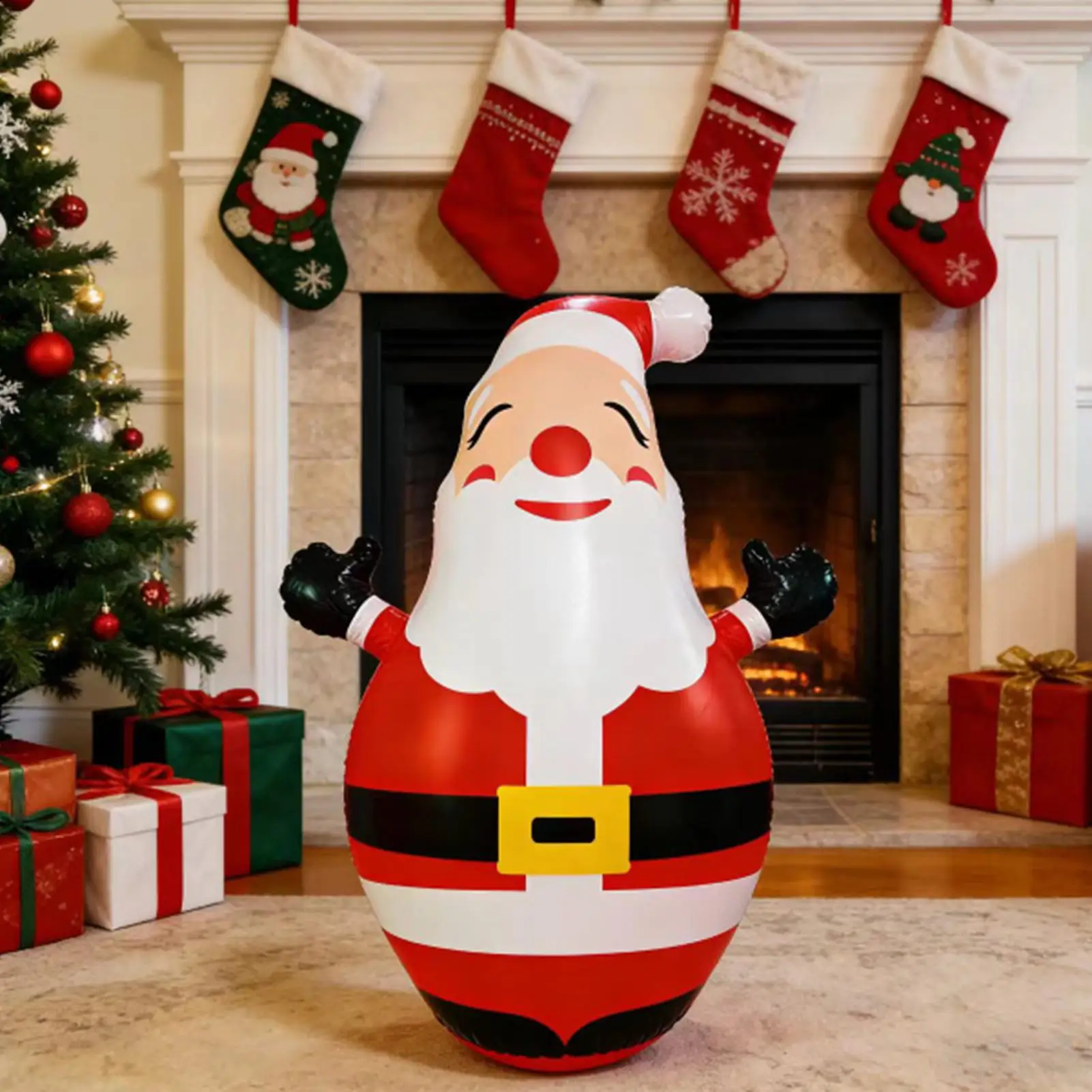 Inflatable Christmas Decorations 150cm Height Cute LED Light Figure Christmas Inflatable Santa for Shop Front Door Ground Park