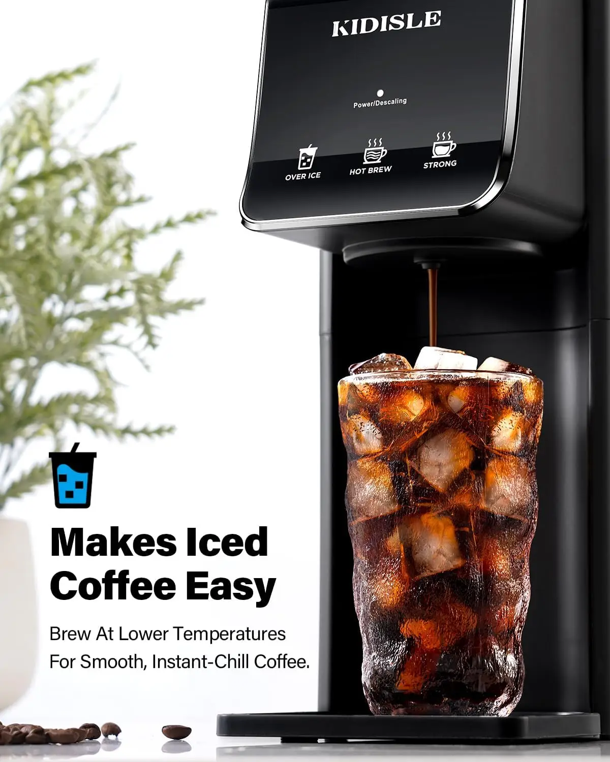 ماكينة صنع القهوة الساخنة والمثلجة، ماكينة صنع القهوة K Cup، متوافقة مع أكواب K والقهوة المطحونة، ماكينة صنع القهوة ذات الخدمة الفردية مع مجموعة جريئة