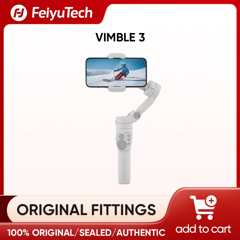 FeiyuTech Official Vimble 3 Built-In Extension Rod 3-Axis Smartphone Handheld Gimbal and Foldable for iPhone15 Pro Max/Samsung