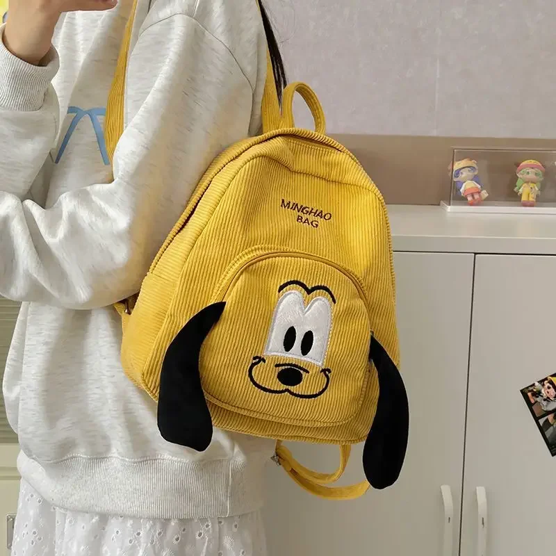 

BOMO Cute Puppy Womens Backpack Corduroy Material Cartoon Plush Ladies Bags Fine Workmanship Air Cushion Belt Rucksack Women