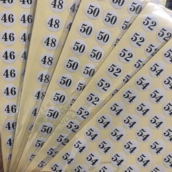 Sticker number 0, 26, 27, 28, 29, 30, 31, 32, 33, 34, 36, 37, 38, 39, 40-60, 5 sheet, Garment size label 1.3cm