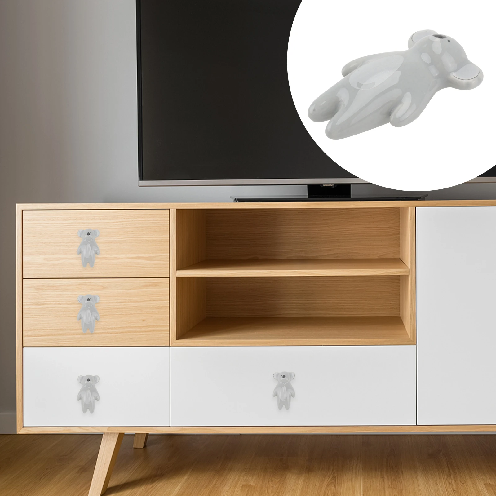 

1Pcs Koala Ceramic Pull Handle Light Grey Creative Cabinet Drawer Knob Cupboard Wardrobe Door Furniture Ornament
