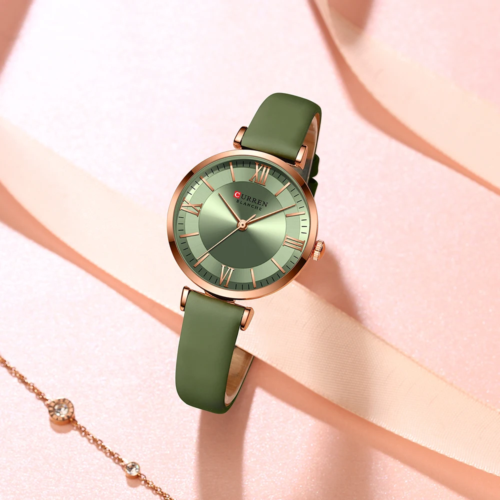 CURREN Luxury Women's Watch Stylish Leather Strap  Quartz Movement Casual Elegant Ladies Wristwatch Fashionable Design with Box image 4