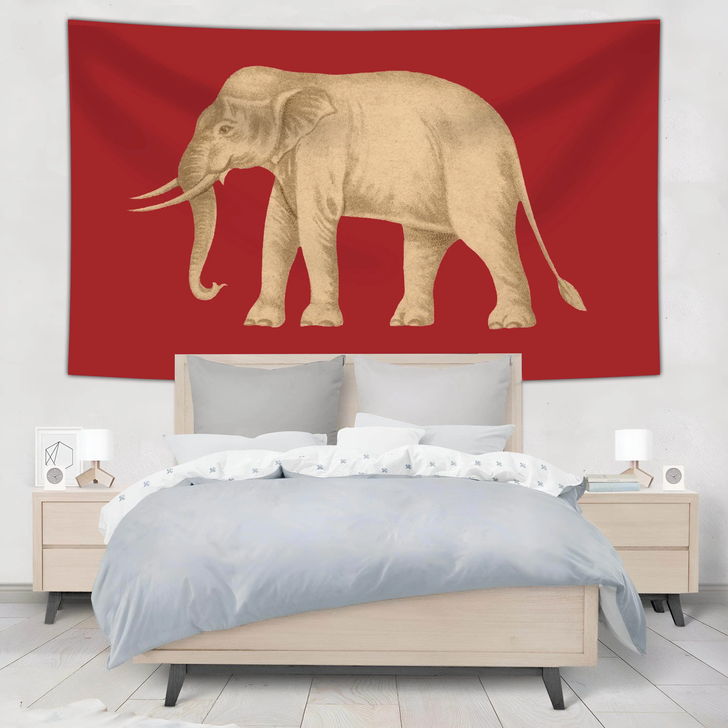 Drunk Elephant Decorative Tapestry White Elephant On Red Ground Historic White Elephant Flag Of King Rama Iii Of Siam