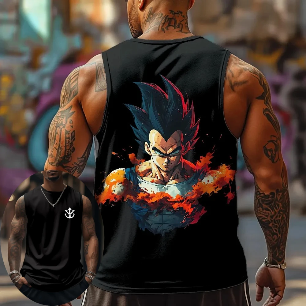 

Мужской жилет Dragon Ball на бретелях Vegeta, летний аниме, весенне-осенний спортивный фитнес-повседневный модный топ без рукавов для тренажерного зала