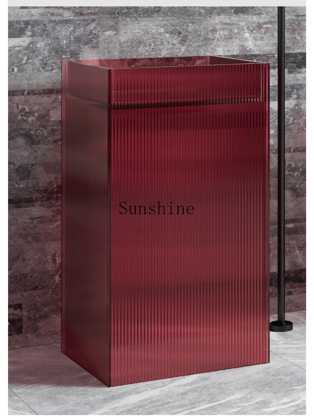 حوض غسيل منزلي مربع الشفاف بلون الراتنج الكريستالي العمودي #5