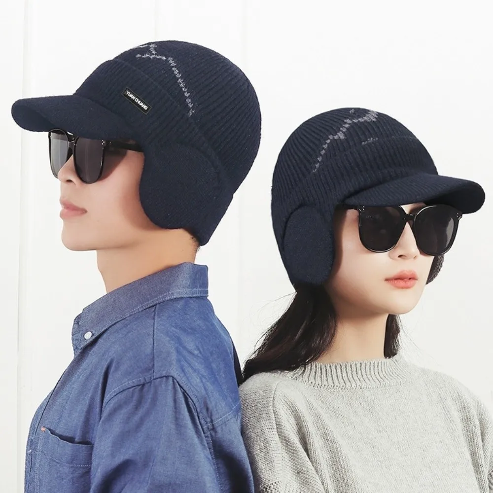 2 ชิ้นชุดอินเทรนด์WindproofถักหมวกคอPlush Thickenแกะผ้าพันคอขนสัตว์Warm Softฤดูหนาวฤดูใบไม้ร่วงหมวกEarflapคู่