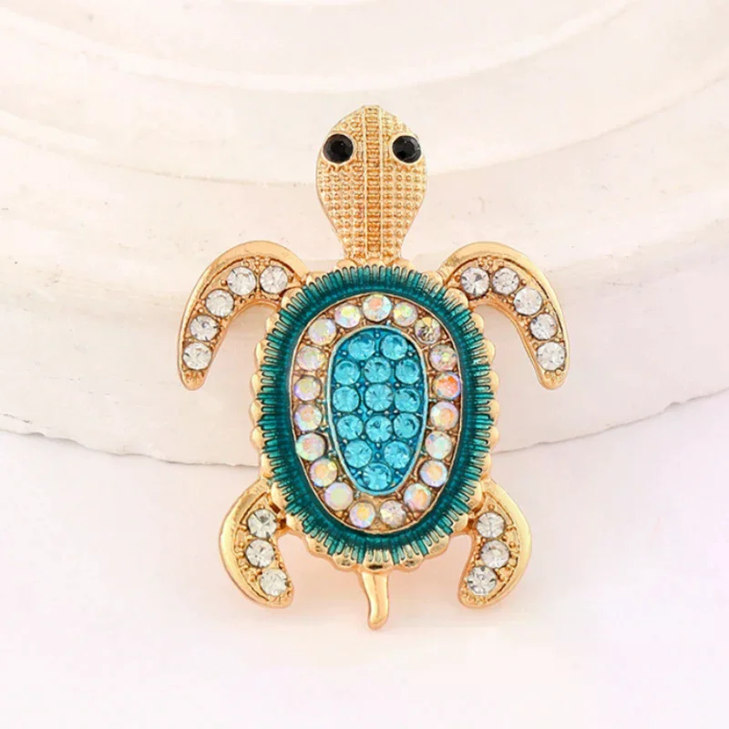 Fashion Shiny Rhinestone Animal Turtle Brooches For Women Clothing Coat Banquet Accessories Gifts
