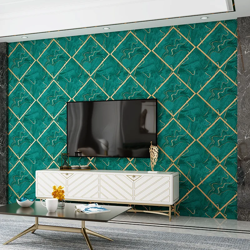 

Deerskin velvet diamond lattice Wall Paper for Tv Sofa Background Living Room Bedroom Marble Wallpaper for Walls papel de parede