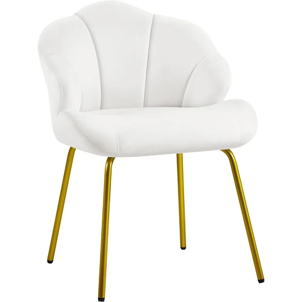 

Velvet Accent Chair, Cute Vanity Chair with Shell-Shaped Backrest, Modern Armchair Side Chair with Golden Legs for Living Room