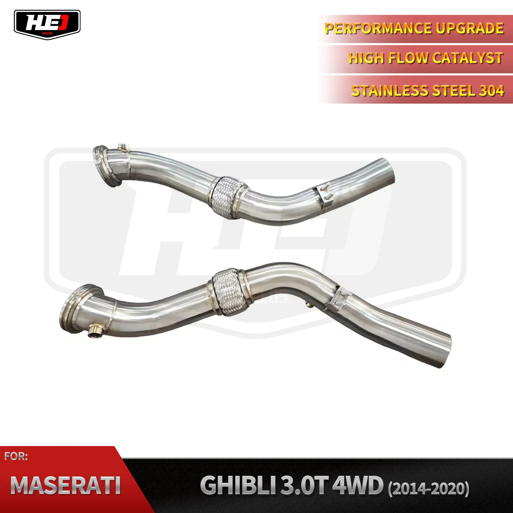 

HEO Stainless steel 304 performance exhaust downpipe for Maserati Ghibli 3.0T 4WD 2014-2020 downpipe
